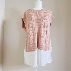 🌻Two by Vince Camuto Layered Knit Top in Blush Pink Size Medium